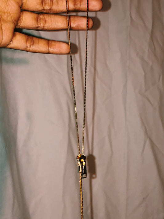 Gold Tone Adjustable Zipper Necklace