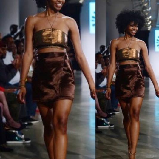 Two Piece Metallic Brown Set