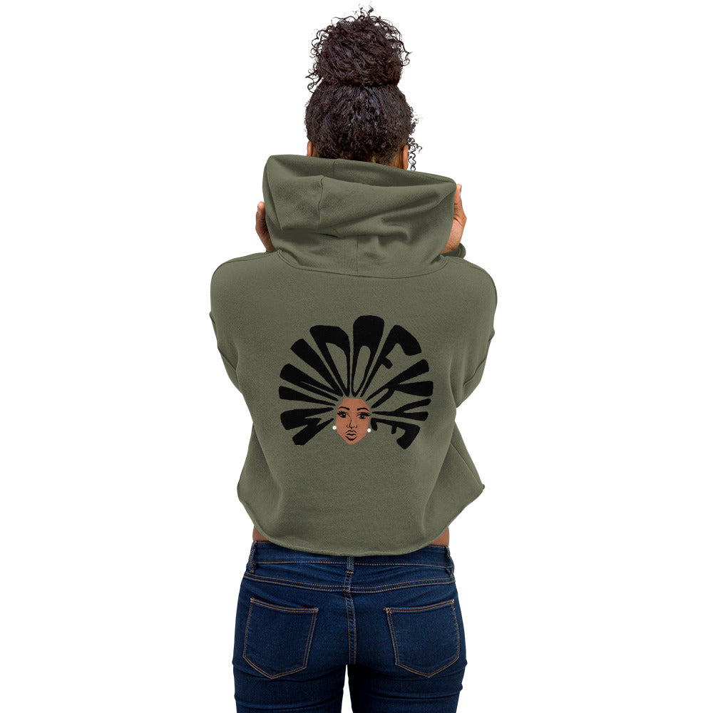 Multi-color Mind Of Kye Logo Pattern front Crop Hoodie