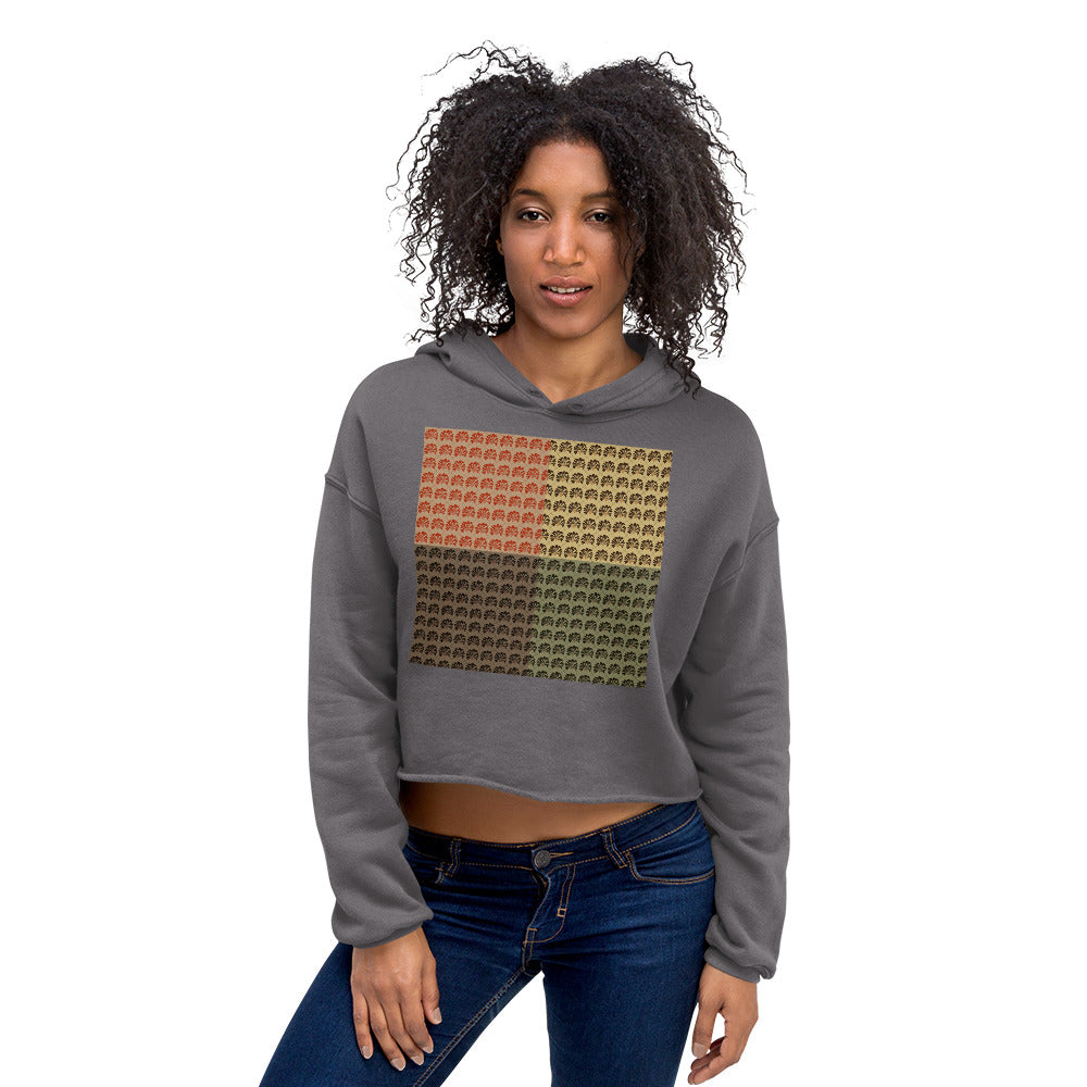 Multi-color Mind Of Kye Logo Pattern front Crop Hoodie