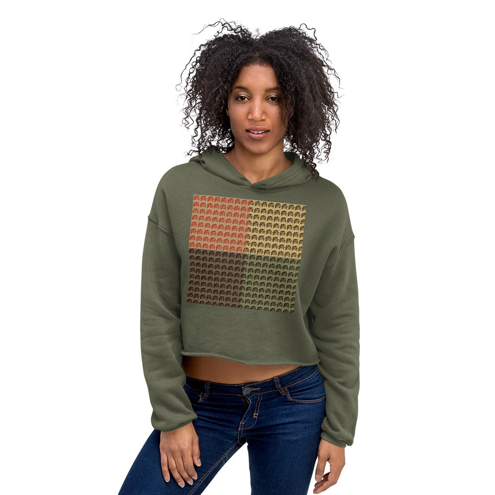 Multi-color Mind Of Kye Logo Pattern front Crop Hoodie