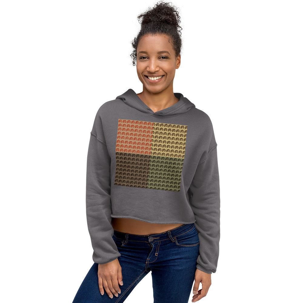 Multi-color Mind Of Kye Logo Pattern front Crop Hoodie