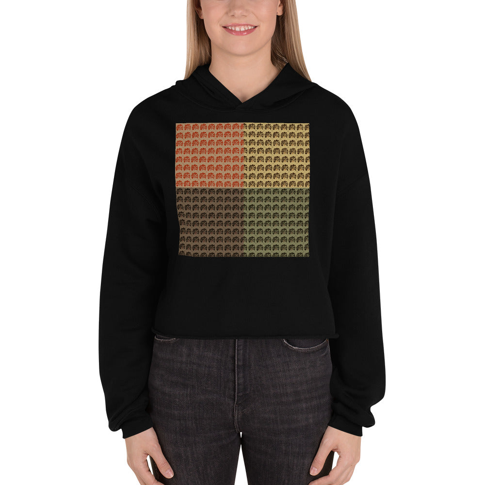 Multi-color Mind Of Kye Logo Pattern front Crop Hoodie