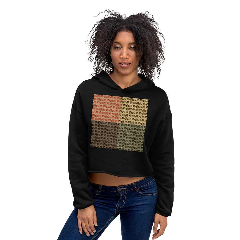 Multi-color Mind Of Kye Logo Pattern front Crop Hoodie