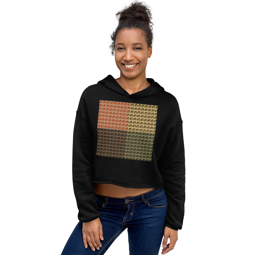 Multi-color Mind Of Kye Logo Pattern front Crop Hoodie